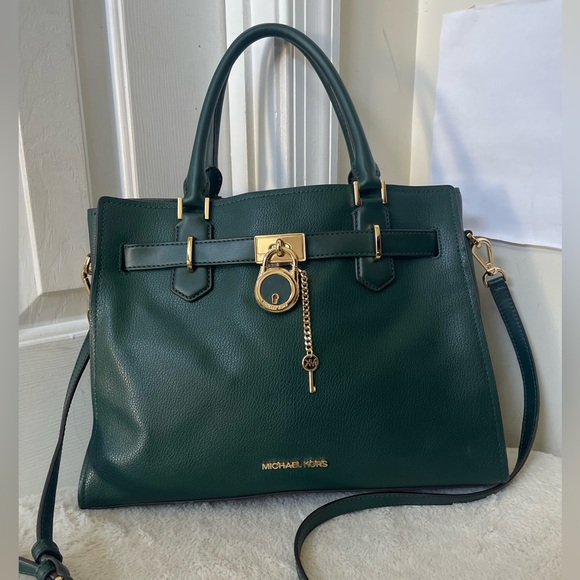 Michael Kors Dark Green Hamilton Satchel Bag like new - Picture 9 of 14